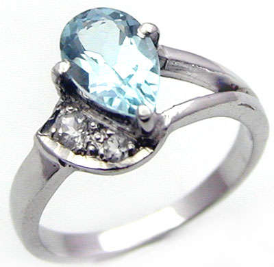 Solid 925 Sterling Silver Genuine Blue Topaz ring